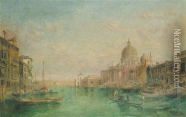 S. Salute And The Dogana, Venice Oil Painting - Alfred Pollentine