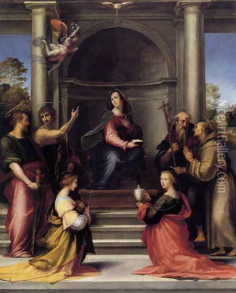 The Incarnation with Six Saints 1515 Oil Painting - Fra Bartolomeo