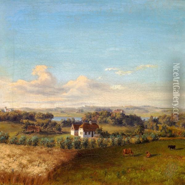 Landscape With View Towards A Range Of Hills Oil Painting - Dankvart Dreyer