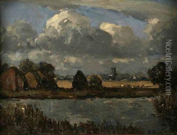 Pettingell Ferry On Waveney Oil Painting - Archibald Campbell