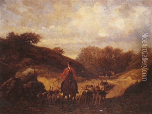 Le Cavalier Et La Meute Oil Painting - Nikolas Moreau