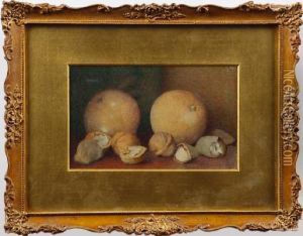 Still Life With Oranges And Walnuts Oil Painting - Frederick Spencer