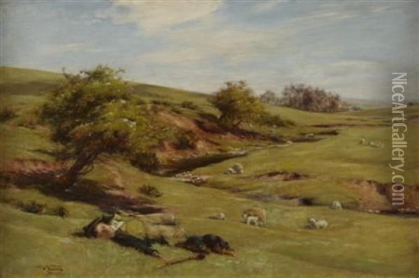 Sleeping Shepherd Oil Painting - Charles Martin Hardie