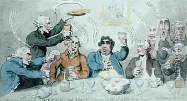 A Birmingham Toast as given on the 14th July by the Revolution Society Oil Painting - James Gillray