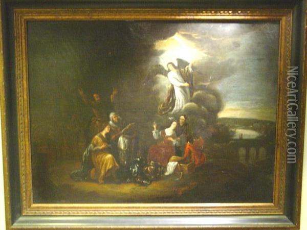 Landskap Med Bibliskt Motiv. Oil Painting - Jacob de Wit