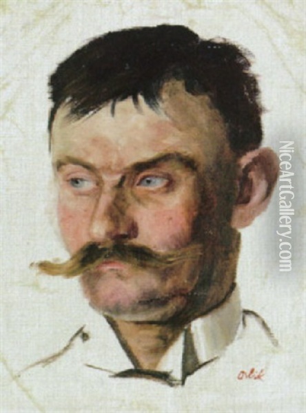 Mannerportrat Oil Painting - Emil Orlik