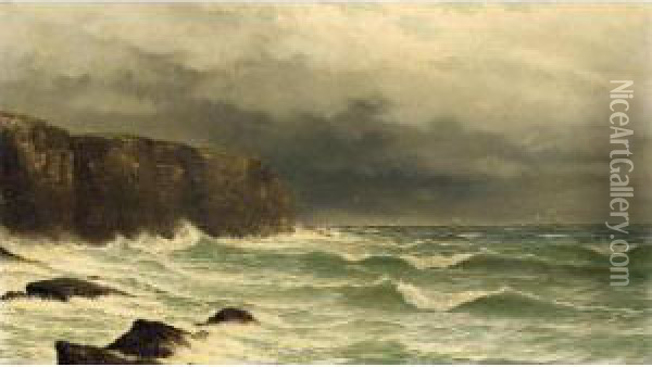 Rollers Off A Headland Oil Painting - David James
