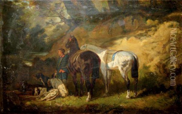 Chevaux Et Equipage Oil Painting - Alfred De Dreux