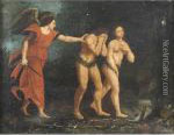 Cacciato Dal Paradiso Terrestre Oil Painting - Raphael (Raffaello Sanzio of Urbino)