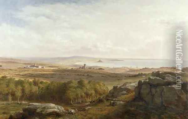 View from Madron Carn, 1836 Oil Painting - Richard Thomas Pentreath