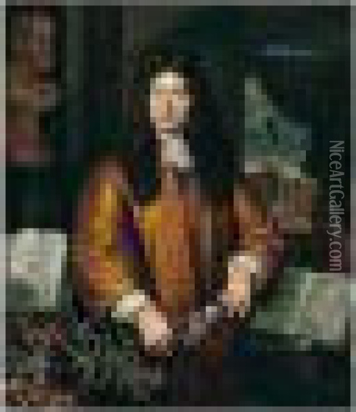 Portrait Of The Botanist Jan Commelin (1629-1692) Oil Painting - Gerard Hoet