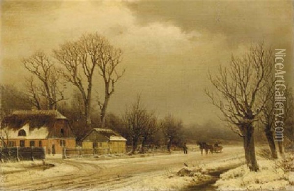 Snow Covered Landscape Oil Painting - Nordahl (Peter Frederik N.) Grove