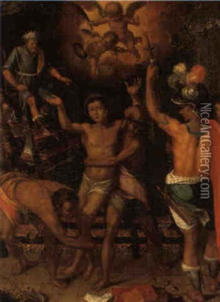 The Martyrdom Of St. Lawrence Oil Painting - Federico Zuccaro