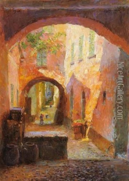 Ruelle D'un Village De Provence Oil Painting - Julien Gustave Gagliardini
