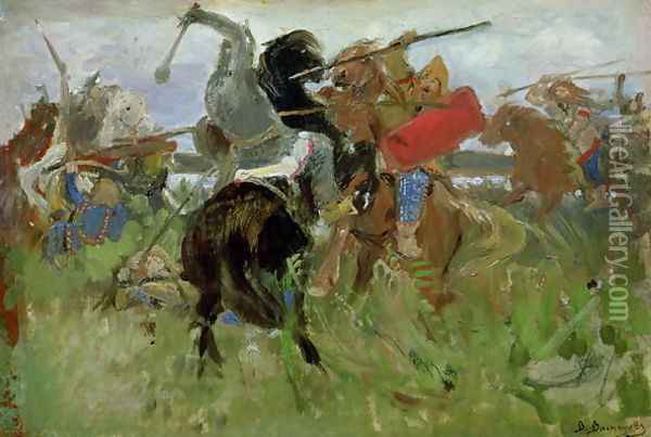 Battle between the Scythians and the Slavonians, 1879 Oil Painting - Viktor Vasnetsov