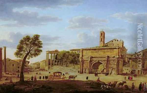Hadrians Arch Rome Oil Painting - Hendrik Frans Van Lint
