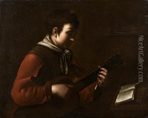 Le Joueur De Guitare Oil Painting - Jean-Baptiste Santerre