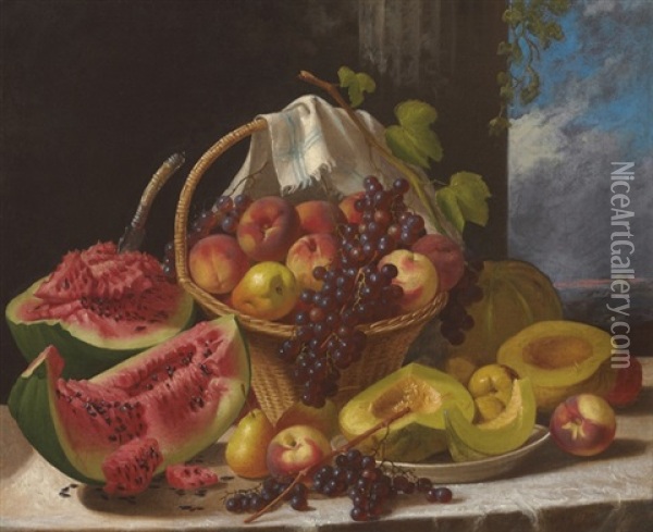 Still Life With An Abundance Of Fruit Oil Painting - John F. Francis