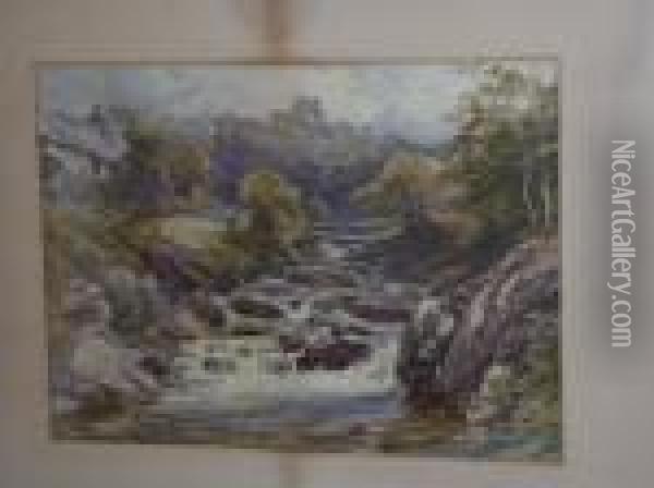 Rocky River Rapids Oil Painting - James Stephen Gresley