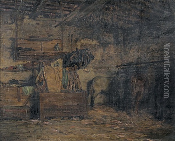 Im Pferdestall Oil Painting - Albert Heinrich Brendel
