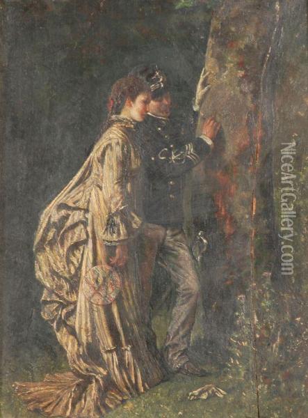 A Courting Couple Oil Painting - Eugene Benson