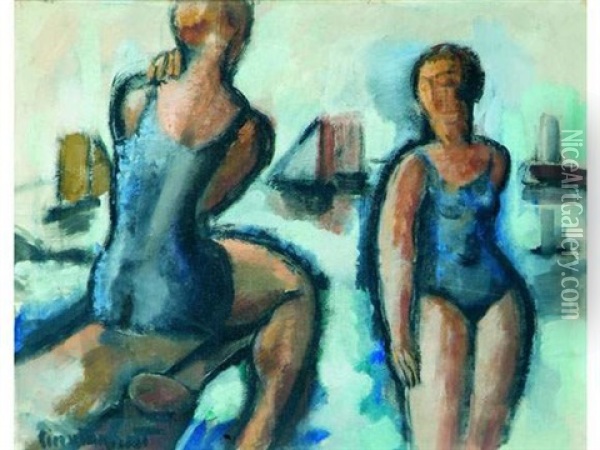 Les Baigneuses Oil Painting - Pierre Dumont