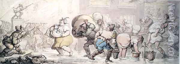 The Fire Oil Painting - Thomas Rowlandson