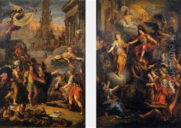 Allegorie Des Arts Et De La Construction De Versailles Oil Painting - Charles Le Brun