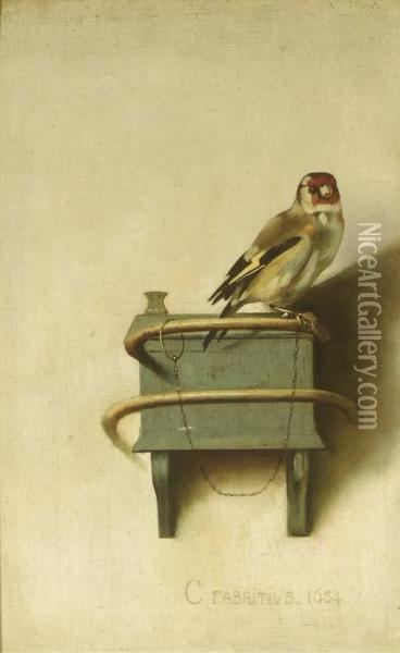 Het Puttertje: The Goldfinch Oil Painting - Carel Fabritius