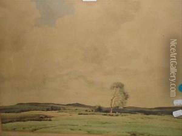 1882- Uplandlandscape Oil Painting - George Ii Graham