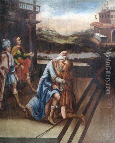 Die Ruckkehr Des Verlorenen Sohnes, Der Barmherzige Samariter (pair) Oil Painting - Heinrich Andreas Lohe