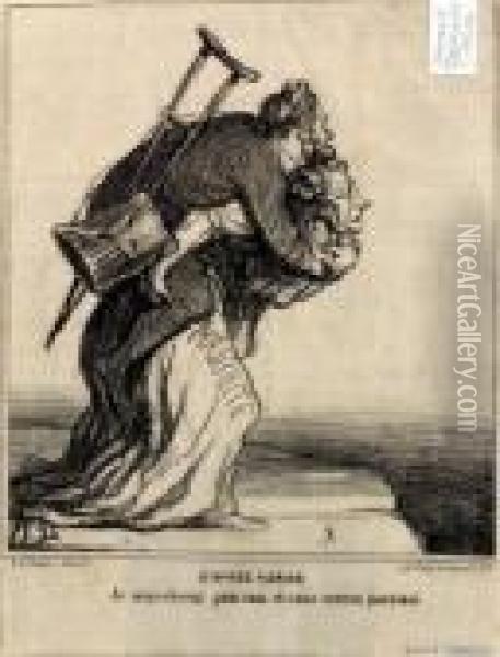 Onhe Titel Oil Painting - Honore Daumier