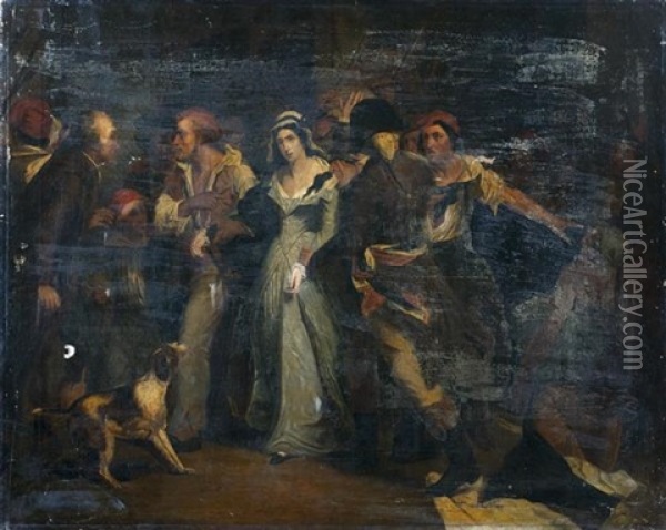 L'arrestation De Charlotte Corday Oil Painting - Henri Scheffer