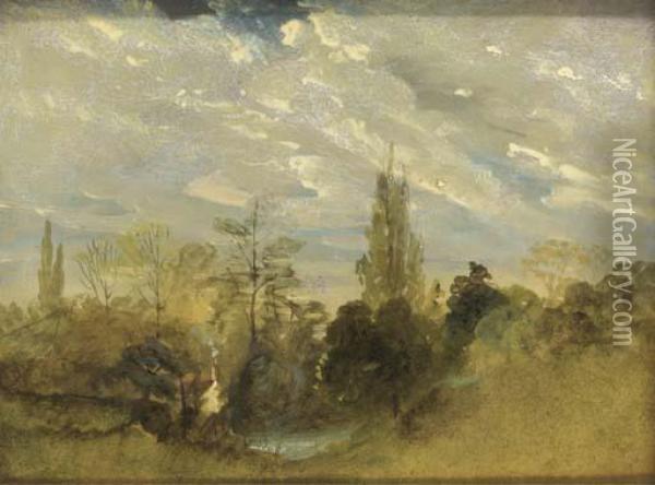 A Cottage In A Wooded River Landscape Oil Painting - Thomas Gainsborough