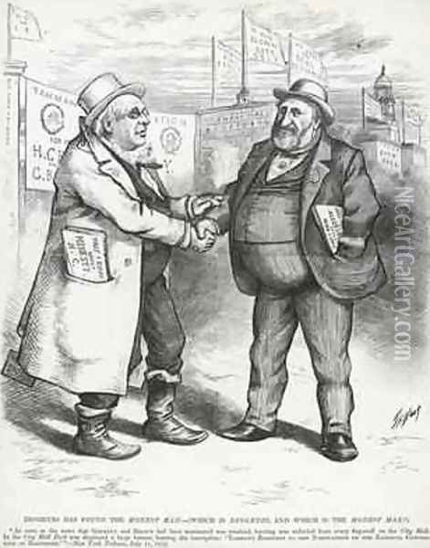 William Boss Tweed and Horace Greeley from Harpers Weekly 3rd August 1872 Oil Painting - Thomas Nast