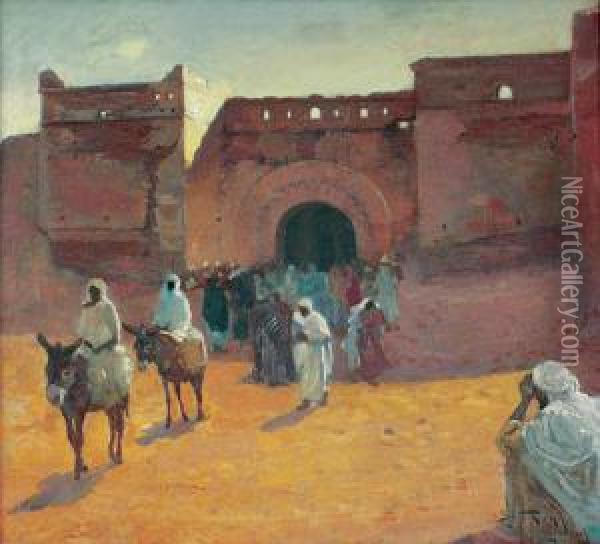 Brama W Marrakeszu Oil Painting - Adolf, Abraham Behrman