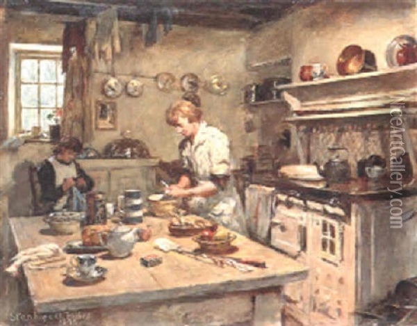 In The Kitchen Oil Painting - Stanhope Forbes
