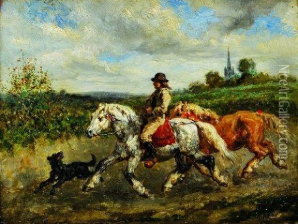 Retour Du Marche Oil Painting - Jules Jacques Veyrassat