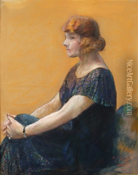 Portrait De Femme Oil Painting - Elie Anatole Pavil