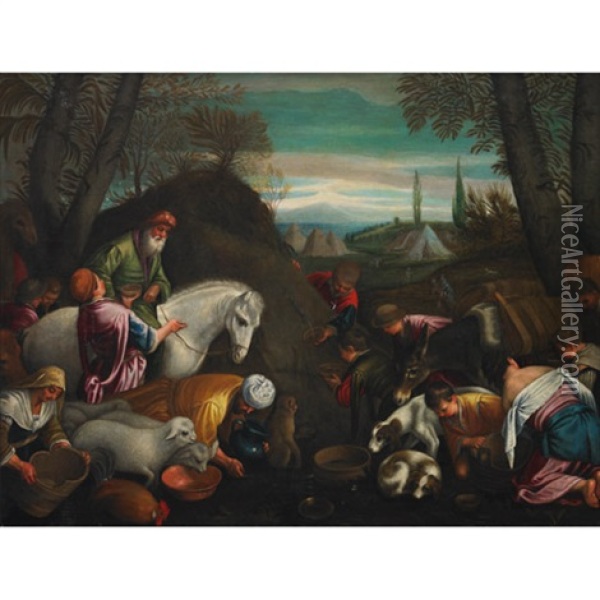 Encampment At A Watering Spring Oil Painting - Leandro da Ponte Bassano