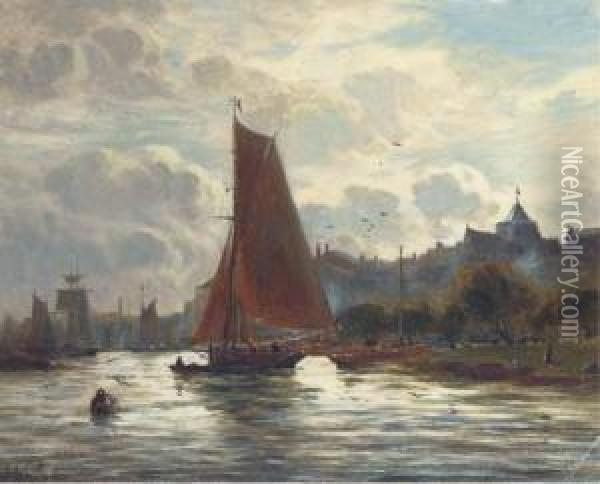 Old Shoreham Harbour, Sussex Oil Painting - Robert Malcolm Lloyd
