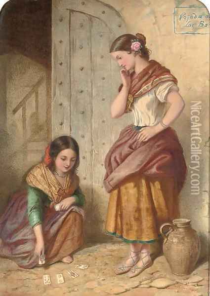 The little gitana Oil Painting - Auguste Jules Bouvier, N.W.S.