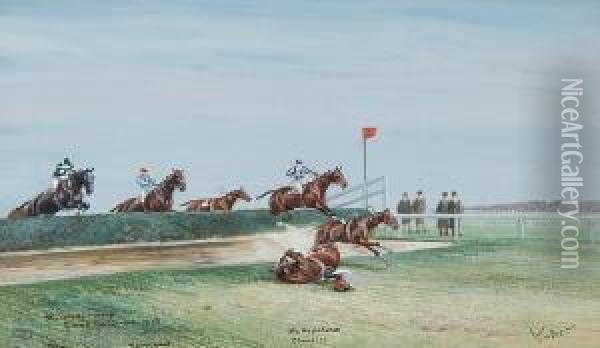 The Waterjump, Grand National Oil Painting - John Beer