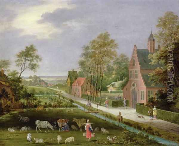 Village Landscape Oil Painting - Pieter Gysels