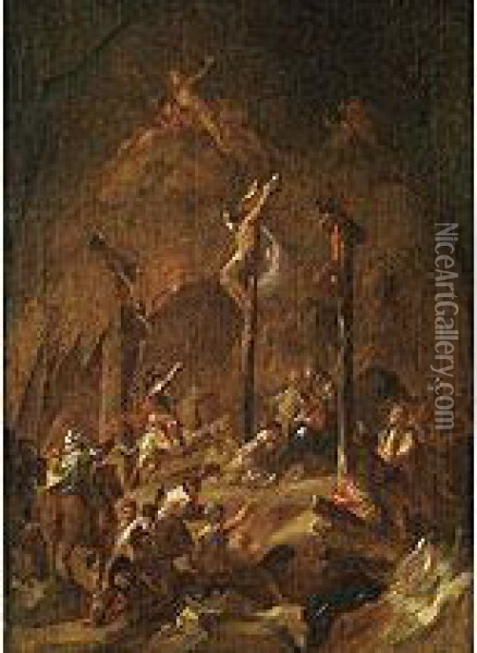 Kreuzigung Christi Mit Den Beiden Schachern Oil Painting - Martin Johann Schmidt