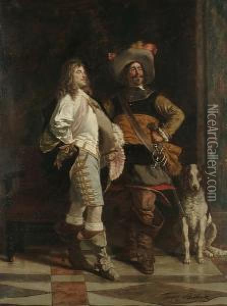 The Cavaliers Oil Painting - Louis Georges Brillouin