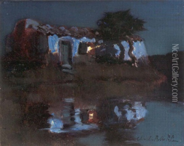 Nightime Reflections Oil Painting - Charles Rollo Peters