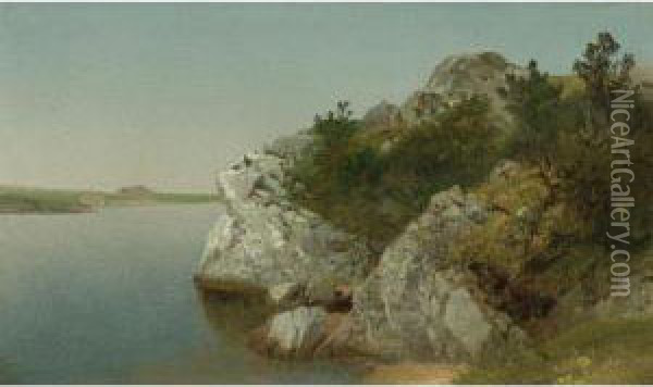 Study Of Rocks, Newport Oil Painting - John Frederick Kensett