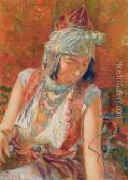Jeune Femme Algerienne Oil Painting - David Dellepiane