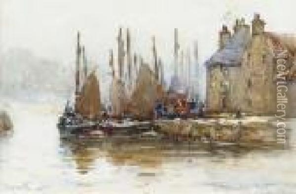 Unloading At The Quayside Oil Painting - James MacMaster